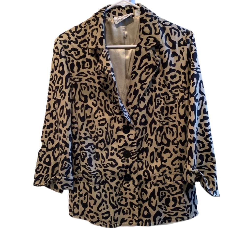1990s Leopard Print Cuffed Suit Jacket M